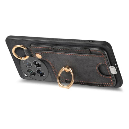 D6 For OnePlus 12 5G Case Leather+TPU Phone Cover with Ring Kickstand Card Bag