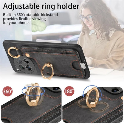D6 For OnePlus 12 5G Case Leather+TPU Phone Cover with Ring Kickstand Card Bag