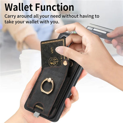 D6 For OnePlus 12 5G Case Leather+TPU Phone Cover with Ring Kickstand Card Bag