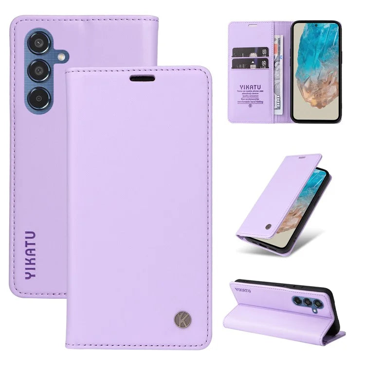 YIKATU YK-001 For Samsung Galaxy M35 5G Case Leather Flip Phone Cover Hidden Magnetic Absorption