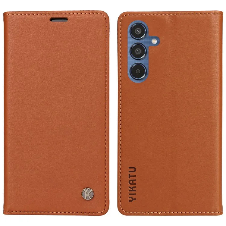 YIKATU YK-001 For Samsung Galaxy M35 5G Case Leather Flip Phone Cover Hidden Magnetic Absorption