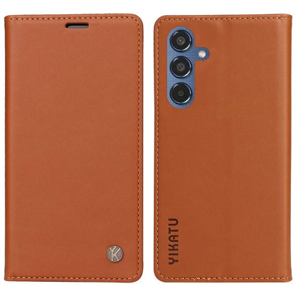 YIKATU YK-001 For Samsung Galaxy M35 5G Case Leather Flip Phone Cover Hidden Magnetic Absorption