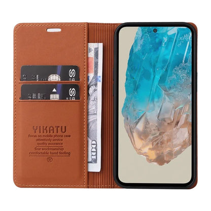 YIKATU YK-001 For Samsung Galaxy M35 5G Case Leather Flip Phone Cover Hidden Magnetic Absorption
