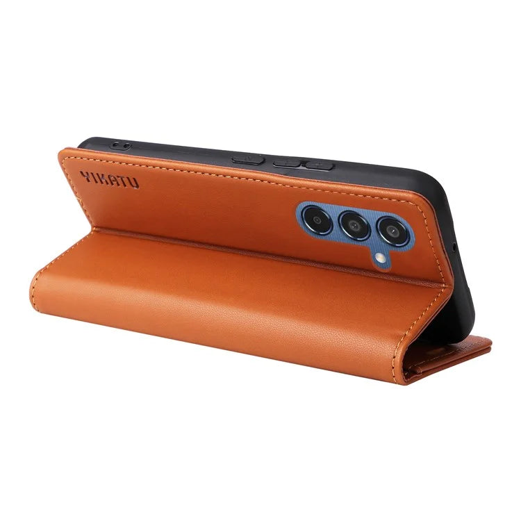 YIKATU YK-001 For Samsung Galaxy M35 5G Case Leather Flip Phone Cover Hidden Magnetic Absorption