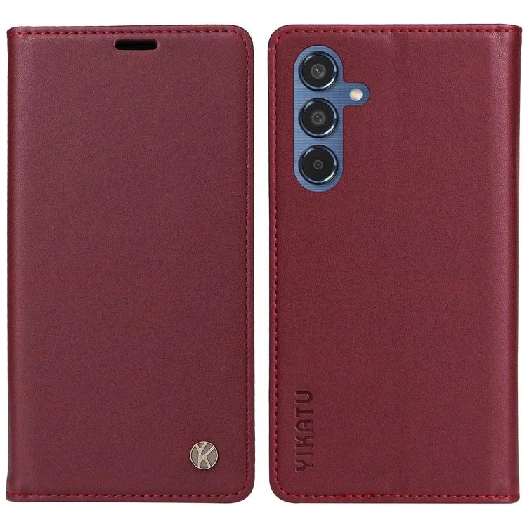 YIKATU YK-001 For Samsung Galaxy M35 5G Case Leather Flip Phone Cover Hidden Magnetic Absorption