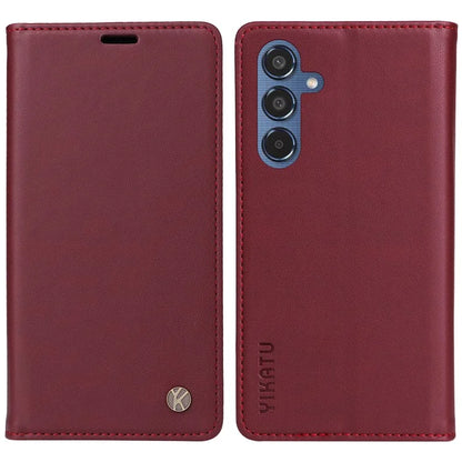 YIKATU YK-001 For Samsung Galaxy M35 5G Case Leather Flip Phone Cover Hidden Magnetic Absorption