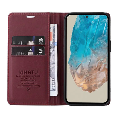 YIKATU YK-001 For Samsung Galaxy M35 5G Case Leather Flip Phone Cover Hidden Magnetic Absorption