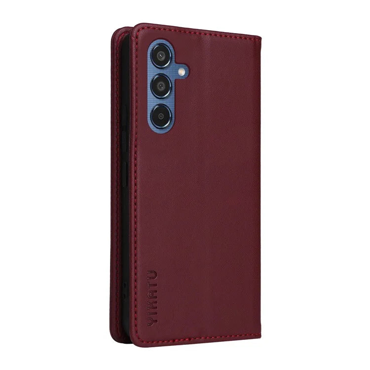 YIKATU YK-001 For Samsung Galaxy M35 5G Case Leather Flip Phone Cover Hidden Magnetic Absorption