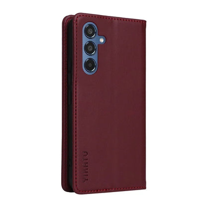 YIKATU YK-001 For Samsung Galaxy M35 5G Case Leather Flip Phone Cover Hidden Magnetic Absorption