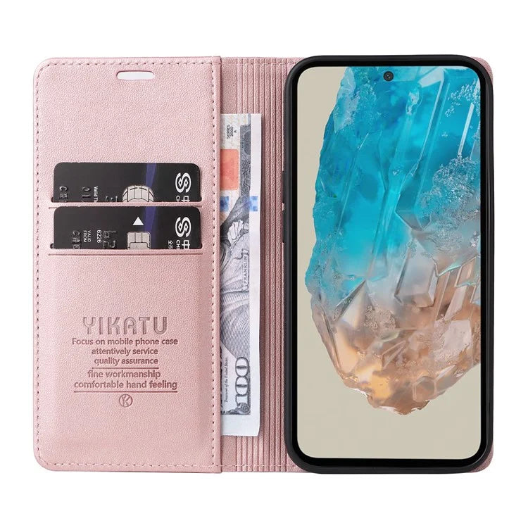 YIKATU YK-001 For Samsung Galaxy M35 5G Case Leather Flip Phone Cover Hidden Magnetic Absorption