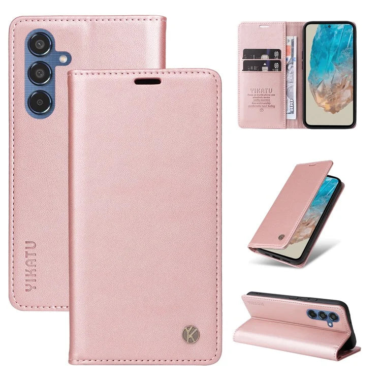 YIKATU YK-001 For Samsung Galaxy M35 5G Case Leather Flip Phone Cover Hidden Magnetic Absorption