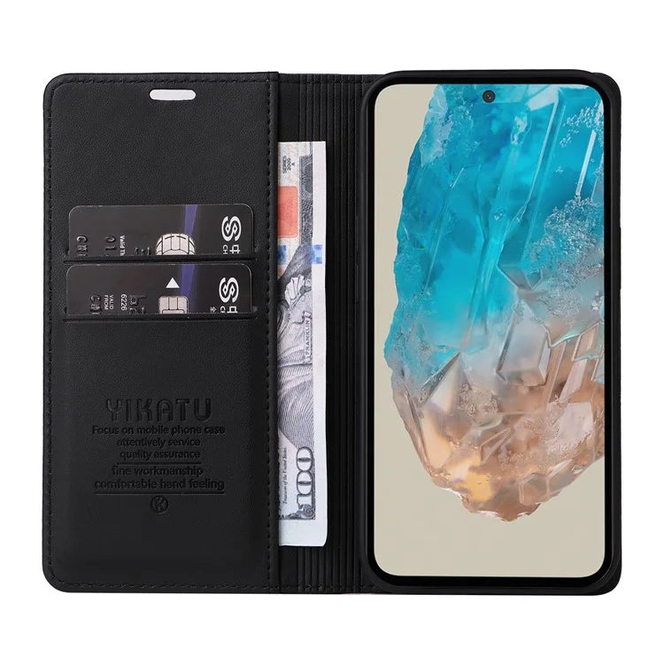 YIKATU YK-001 For Samsung Galaxy M35 5G Case Leather Flip Phone Cover Hidden Magnetic Absorption