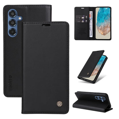 YIKATU YK-001 For Samsung Galaxy M35 5G Case Leather Flip Phone Cover Hidden Magnetic Absorption