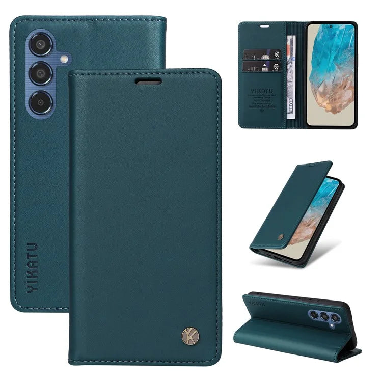 YIKATU YK-001 For Samsung Galaxy M35 5G Case Leather Flip Phone Cover Hidden Magnetic Absorption