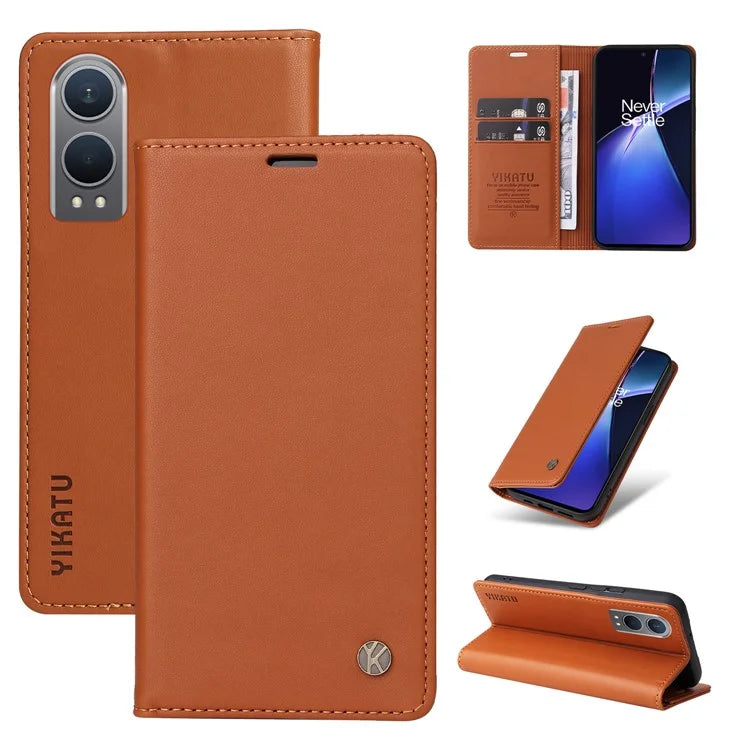 YIKATU YK-001 For OnePlus Nord CE4 Lite 5G / Oppo K12x 5G (China) Case Leather Phone Cover Magnetic Closure Bookstyle Stand