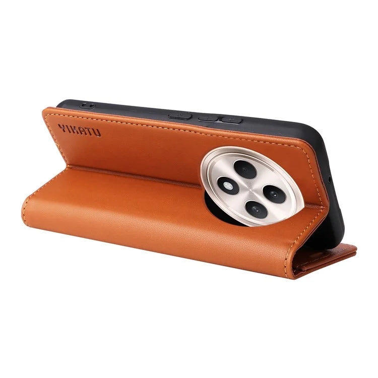YIKATU YK-001 For Oppo Reno12 F 4G Case Wallet Leather Phone Cover Strong Magnetic Closure