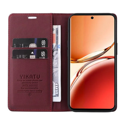 YIKATU YK-001 For Oppo Reno12 F 4G Case Wallet Leather Phone Cover Strong Magnetic Closure