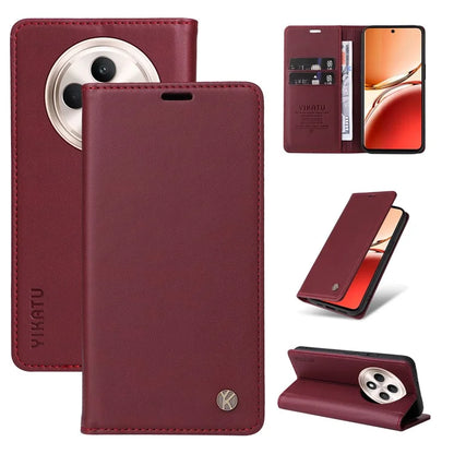 YIKATU YK-001 For Oppo Reno12 F 4G Case Wallet Leather Phone Cover Strong Magnetic Closure