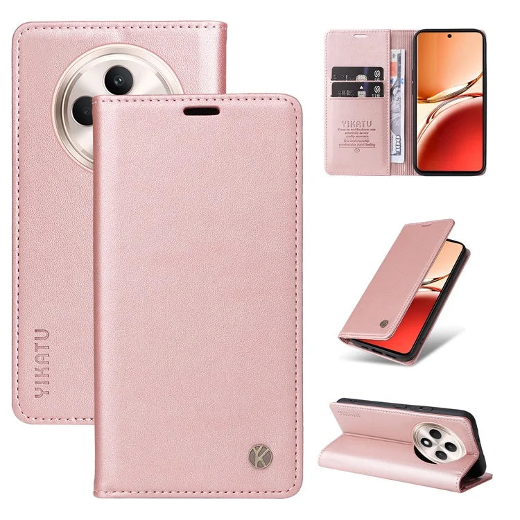 YIKATU YK-001 For Oppo Reno12 F 4G Case Wallet Leather Phone Cover Strong Magnetic Closure