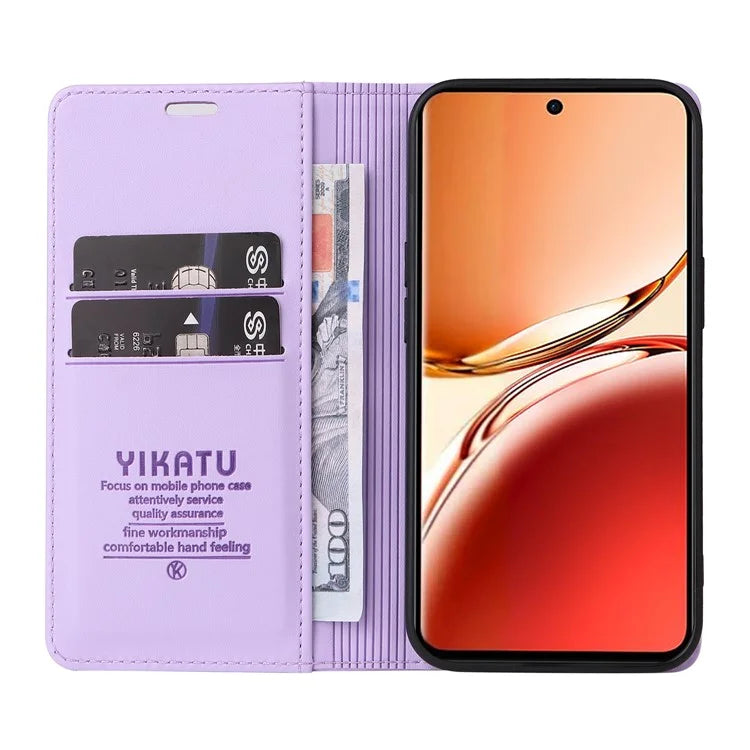 YIKATU YK-001 For Oppo Reno12 F 4G Case Wallet Leather Phone Cover Strong Magnetic Closure