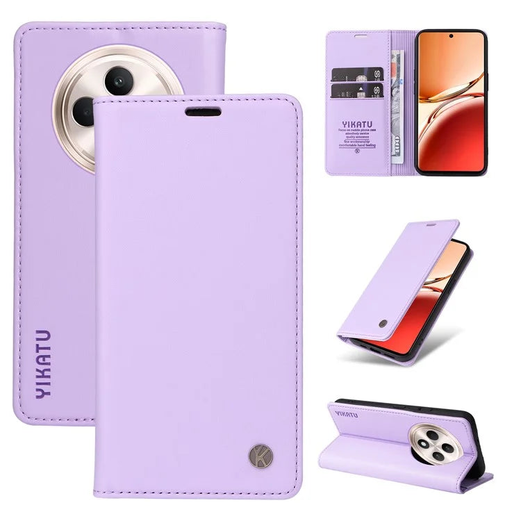 YIKATU YK-001 For Oppo Reno12 F 4G Case Wallet Leather Phone Cover Strong Magnetic Closure