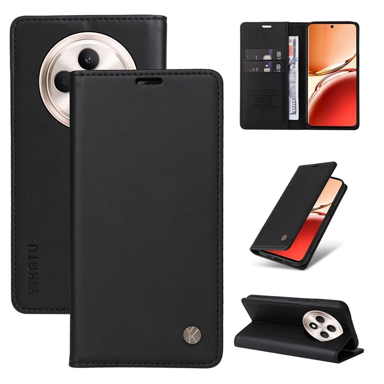 YIKATU YK-001 For Oppo Reno12 F 4G Case Wallet Leather Phone Cover Strong Magnetic Closure