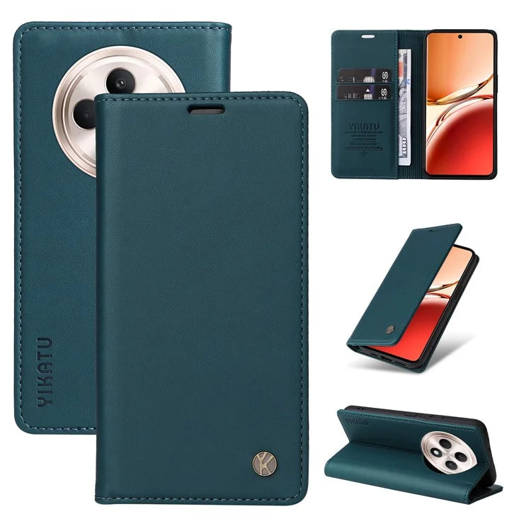 YIKATU YK-001 For Oppo Reno12 F 4G Case Wallet Leather Phone Cover Strong Magnetic Closure