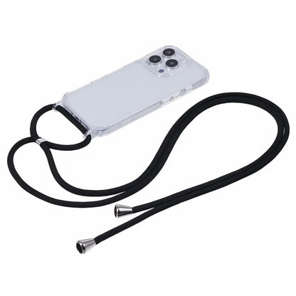For iPhone 15 Pro Max Case TPU+PC Clear Back Cover with Adjustable Lanyard