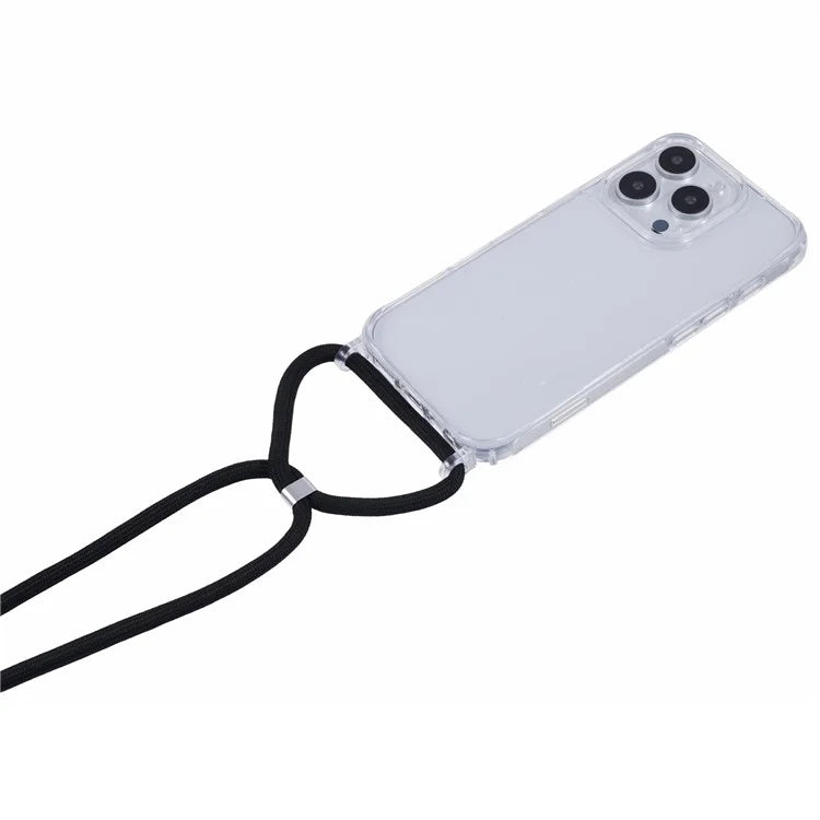 For iPhone 13 Pro Max Case Transparent Slim TPU+PC Phone Cover with Lanyard