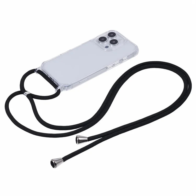 For iPhone 14 Pro Max Case Clear TPU+PC Mobile Phone Cover with Lanyard