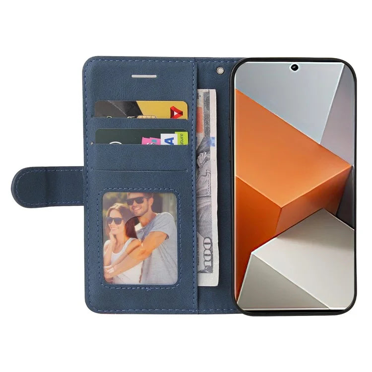 KT Leather Series-1 For Xiaomi Redmi Note 13 Pro+ 5G Case Wallet Phone Cover Color Splicing Lines Pattern