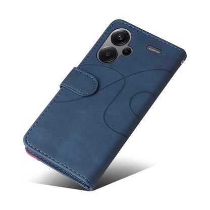 KT Leather Series-1 For Xiaomi Redmi Note 13 Pro+ 5G Case Wallet Phone Cover Color Splicing Lines Pattern