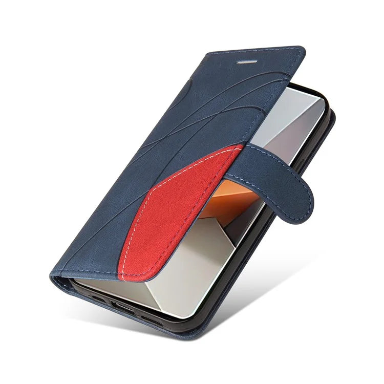KT Leather Series-1 For Xiaomi Redmi Note 13 Pro+ 5G Case Wallet Phone Cover Color Splicing Lines Pattern
