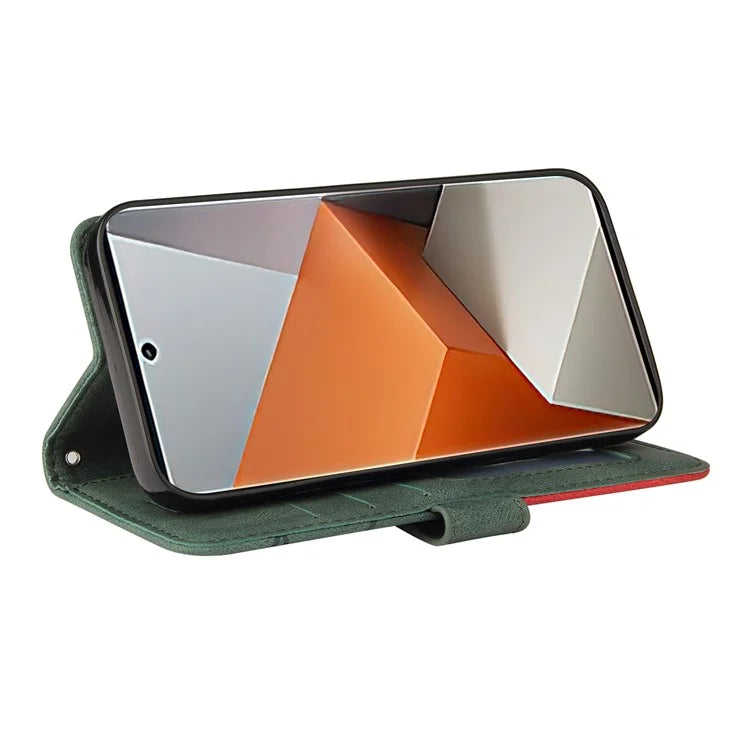 KT Leather Series-1 For Xiaomi Redmi Note 13 Pro+ 5G Case Wallet Phone Cover Color Splicing Lines Pattern