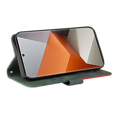 KT Leather Series-1 For Xiaomi Redmi Note 13 Pro+ 5G Case Wallet Phone Cover Color Splicing Lines Pattern