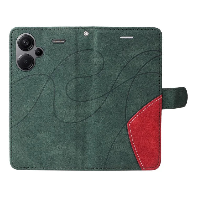 KT Leather Series-1 For Xiaomi Redmi Note 13 Pro+ 5G Case Wallet Phone Cover Color Splicing Lines Pattern