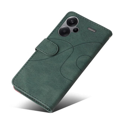 KT Leather Series-1 For Xiaomi Redmi Note 13 Pro+ 5G Case Wallet Phone Cover Color Splicing Lines Pattern