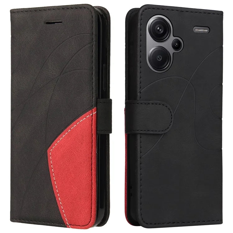KT Leather Series-1 For Xiaomi Redmi Note 13 Pro+ 5G Case Wallet Phone Cover Color Splicing Lines Pattern