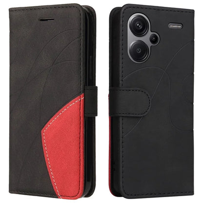 KT Leather Series-1 For Xiaomi Redmi Note 13 Pro+ 5G Case Wallet Phone Cover Color Splicing Lines Pattern