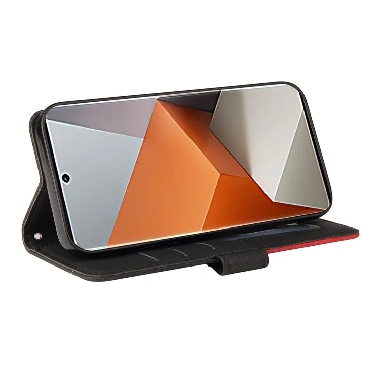 KT Leather Series-1 For Xiaomi Redmi Note 13 Pro+ 5G Case Wallet Phone Cover Color Splicing Lines Pattern