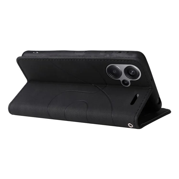 KT Leather Series-1 For Xiaomi Redmi Note 13 Pro+ 5G Case Wallet Phone Cover Color Splicing Lines Pattern