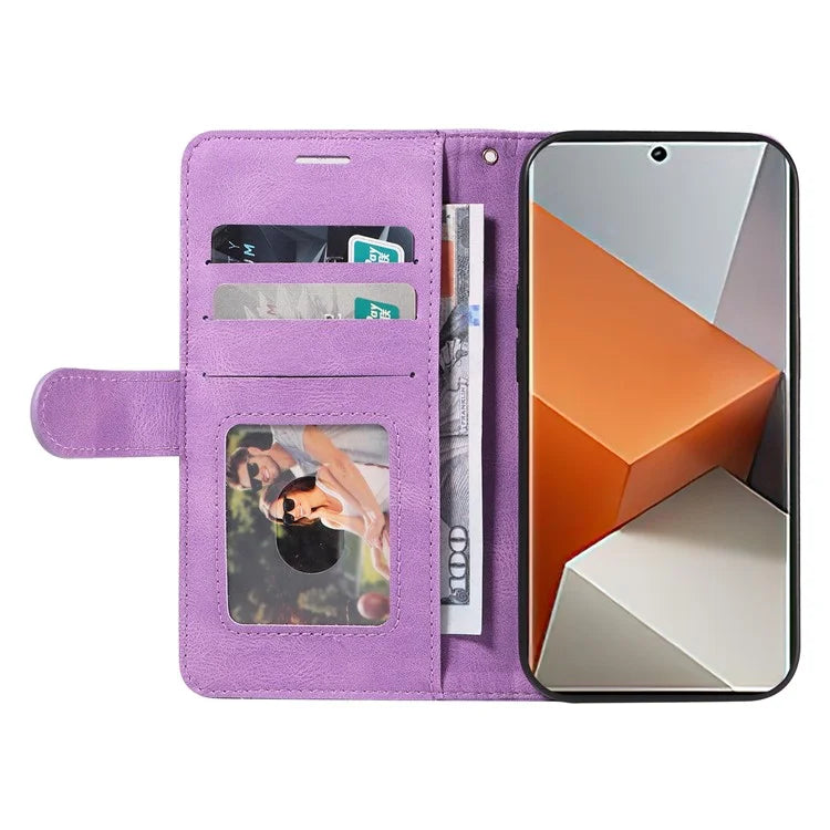KT Leather Series-1 For Xiaomi Redmi Note 13 Pro+ 5G Case Wallet Phone Cover Color Splicing Lines Pattern