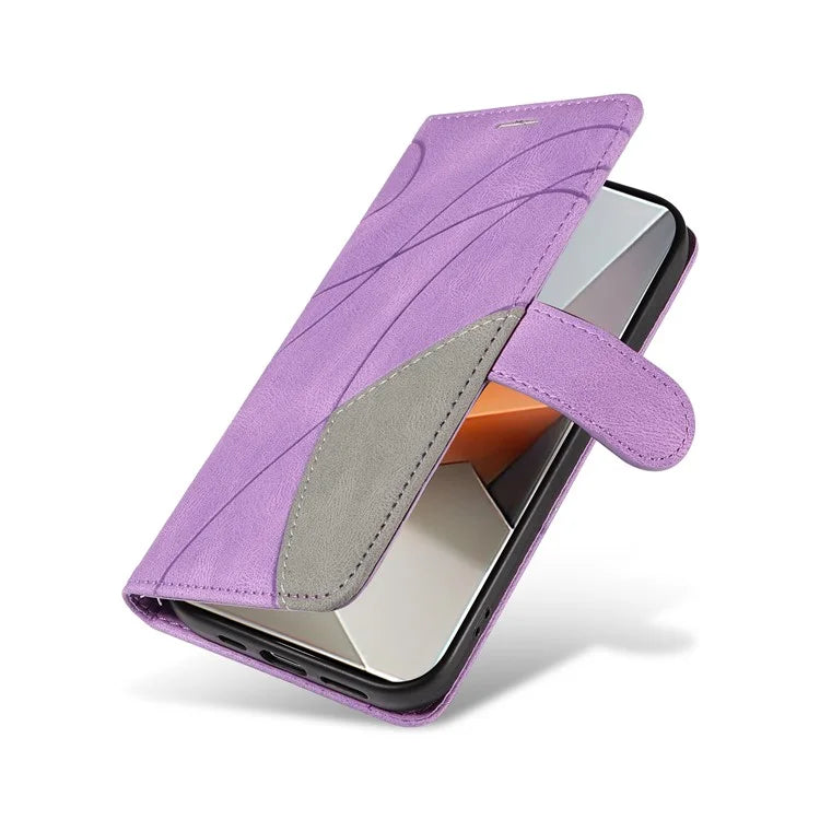KT Leather Series-1 For Xiaomi Redmi Note 13 Pro+ 5G Case Wallet Phone Cover Color Splicing Lines Pattern