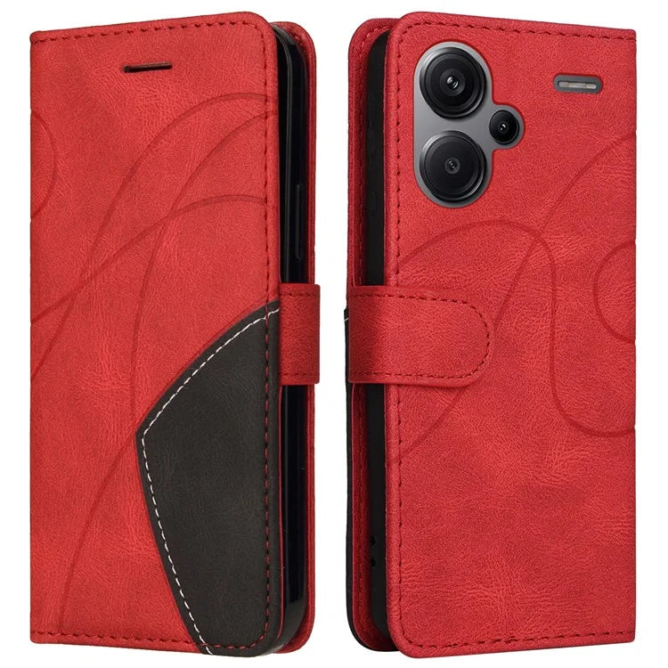 KT Leather Series-1 For Xiaomi Redmi Note 13 Pro+ 5G Case Wallet Phone Cover Color Splicing Lines Pattern