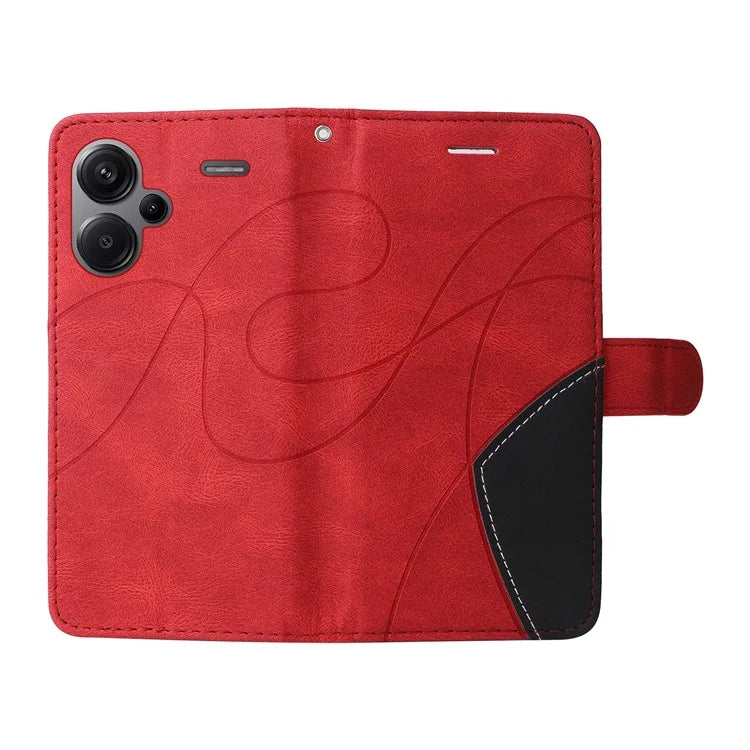 KT Leather Series-1 For Xiaomi Redmi Note 13 Pro+ 5G Case Wallet Phone Cover Color Splicing Lines Pattern