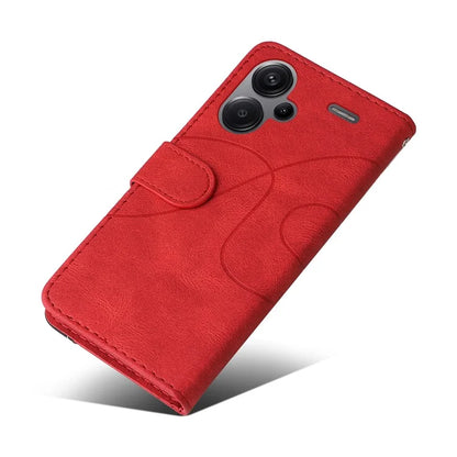 KT Leather Series-1 For Xiaomi Redmi Note 13 Pro+ 5G Case Wallet Phone Cover Color Splicing Lines Pattern