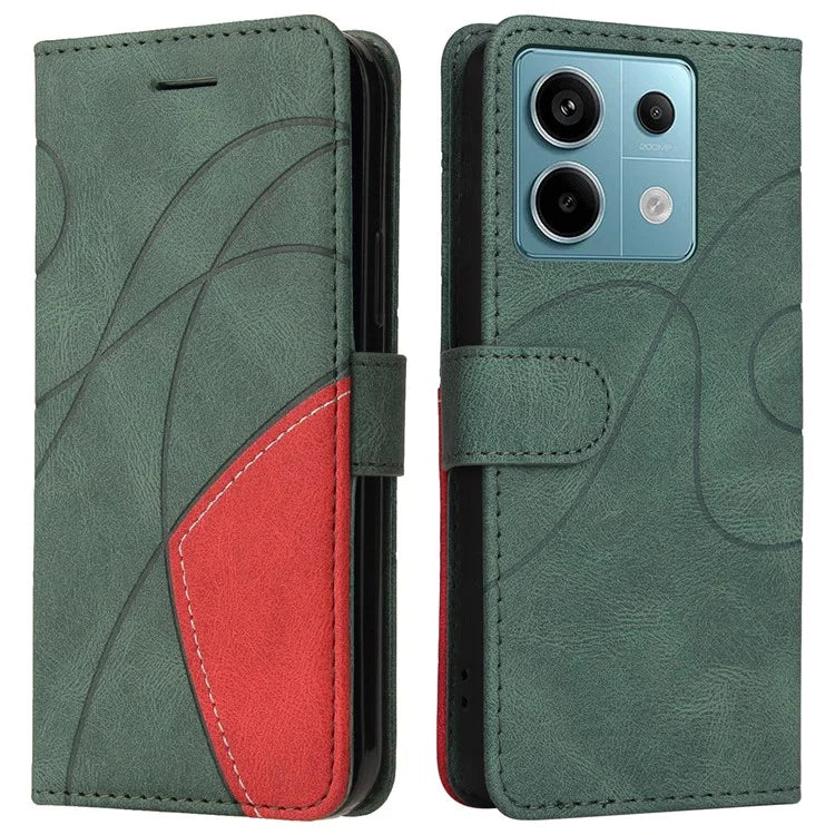 KT Leather Series-1 For Xiaomi Poco X6 5G / Redmi Note 13 Pro 5G Case Color Splicing Flip Stand Phone Cover