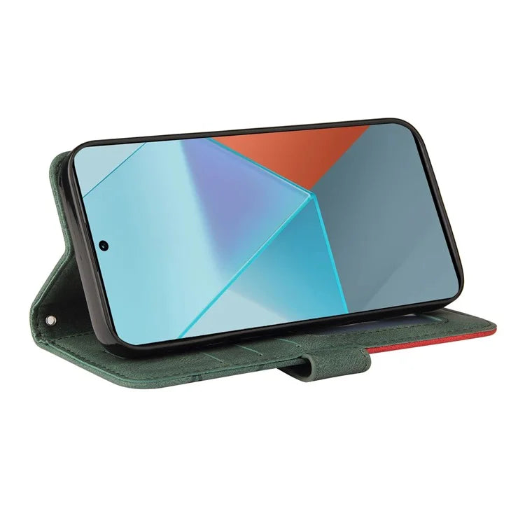 KT Leather Series-1 For Xiaomi Poco X6 5G / Redmi Note 13 Pro 5G Case Color Splicing Flip Stand Phone Cover