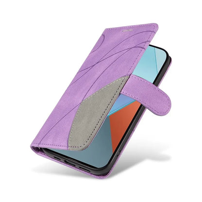 KT Leather Series-1 For Xiaomi Poco X6 5G / Redmi Note 13 Pro 5G Case Color Splicing Flip Stand Phone Cover