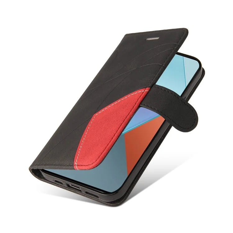 KT Leather Series-1 For Xiaomi Poco X6 5G / Redmi Note 13 Pro 5G Case Color Splicing Flip Stand Phone Cover